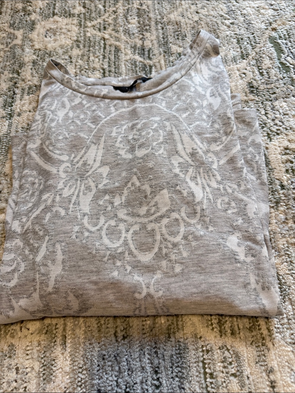 Simply Vera Vera Wang grey Damask-Style Long Sleeve Tee